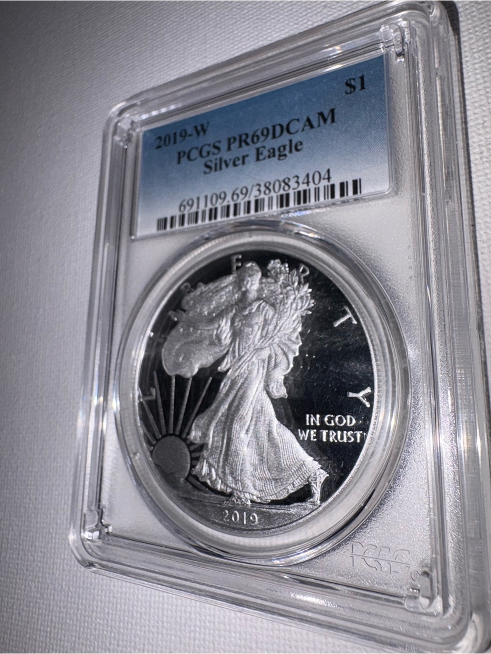 2019 Silver Eagle PR69DCAM PCGS Graded Proof Silver Coin 1 Troy ounce 999. Fine